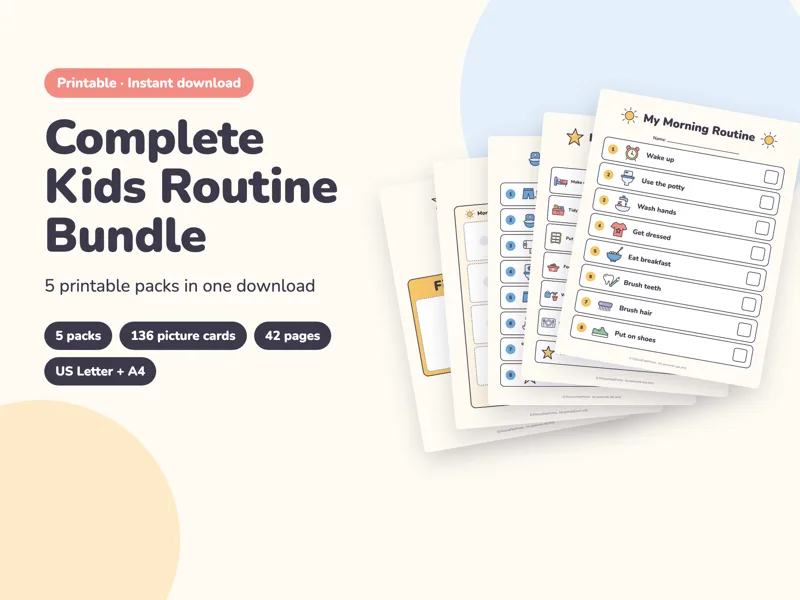 Complete Kids Routine Bundle: printable PDF preview