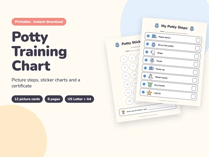 Potty Training Chart Pack: printable PDF preview