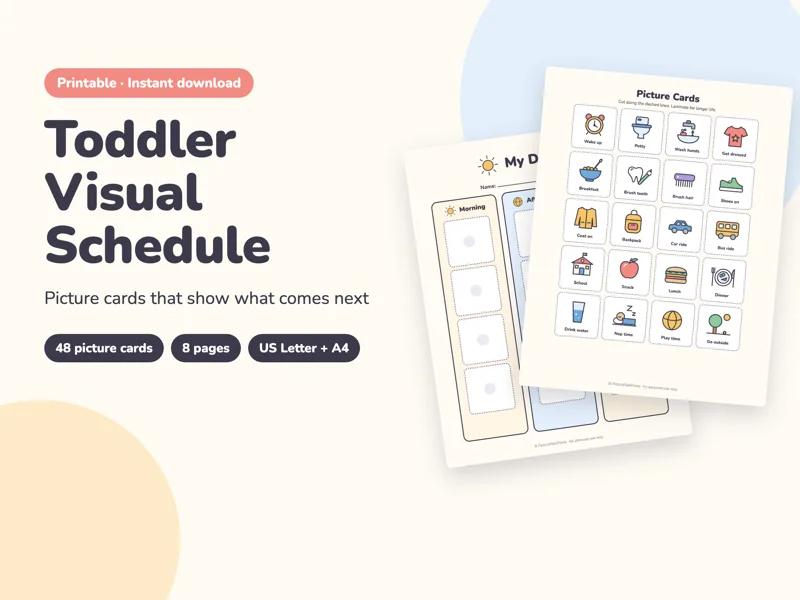 Toddler Visual Schedule: printable PDF preview